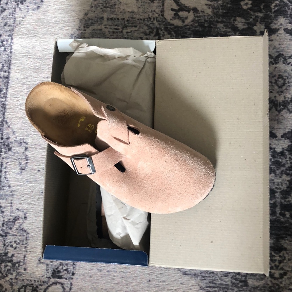 Birkenstock Boston Leather Suede Pink Clog Sandals